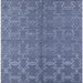 Square Machine Washable Industrial Modern Azure Blue Rug, wshurb812