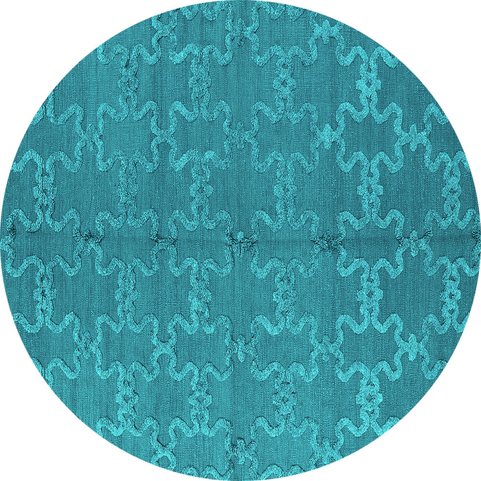 Round Oriental Turquoise Industrial Rug, urb812turq