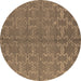 Round Oriental Brown Industrial Rug, urb812brn