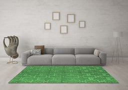 Machine Washable Oriental Emerald Green Industrial Area Rugs in a Living Room,, wshurb812emgrn