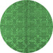 Round Oriental Emerald Green Industrial Rug, urb812emgrn