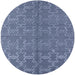 Round Machine Washable Industrial Modern Azure Blue Rug, wshurb812