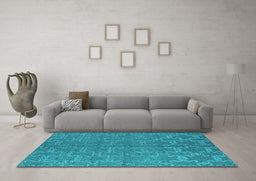 Machine Washable Oriental Turquoise Industrial Area Rugs in a Living Room,, wshurb812turq