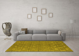 Machine Washable Oriental Yellow Industrial Rug in a Living Room, wshurb812yw