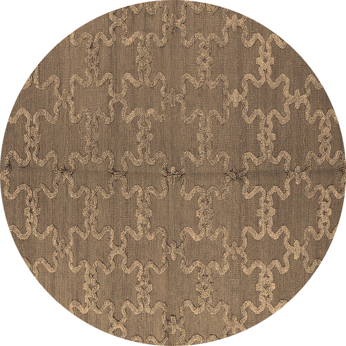 Round Machine Washable Oriental Brown Industrial Rug, wshurb812brn