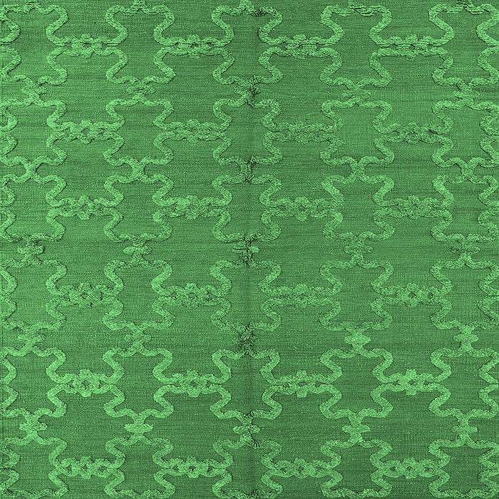 Square Machine Washable Oriental Emerald Green Industrial Area Rugs, wshurb812emgrn