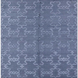 Square Mid-Century Modern Azure Blue Oriental Rug, urb812