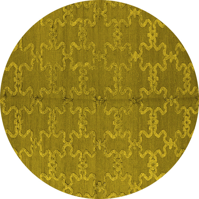 Round Oriental Yellow Industrial Rug, urb812yw