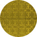 Round Oriental Yellow Industrial Rug, urb812yw