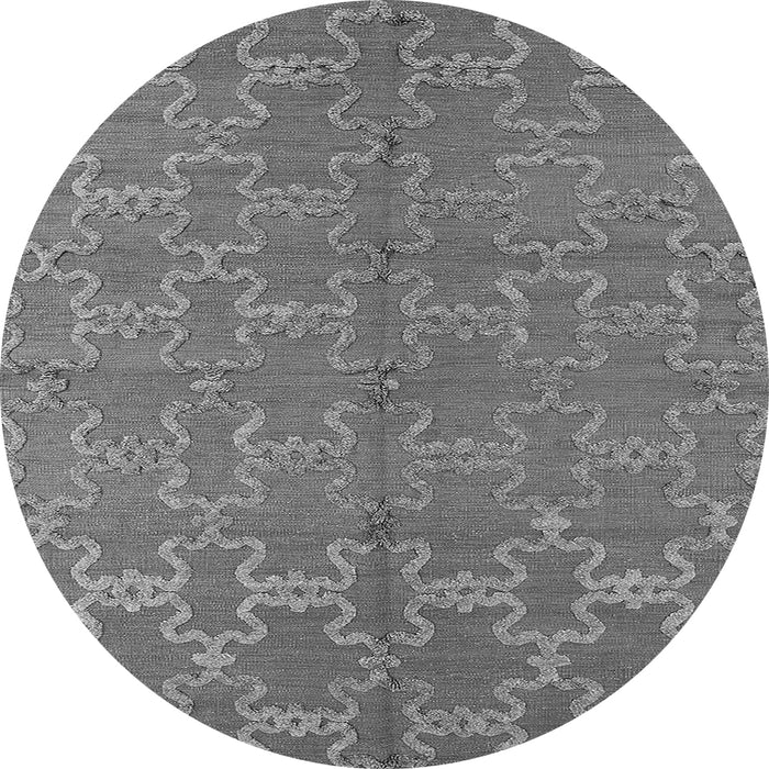 Round Machine Washable Oriental Gray Industrial Rug, wshurb812gry