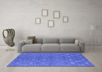 Machine Washable Oriental Blue Industrial Rug, wshurb812blu