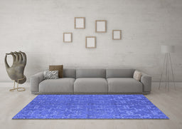 Machine Washable Oriental Blue Industrial Rug in a Living Room, wshurb812blu