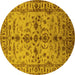 Round Oriental Yellow Traditional Rug, urb813yw