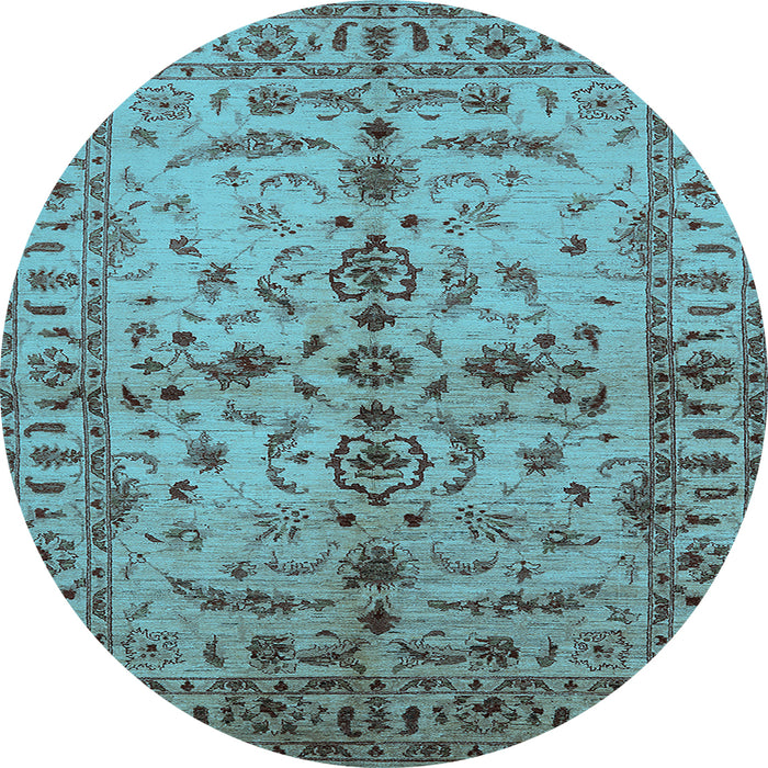 Round Oriental Light Blue Traditional Rug, urb813lblu