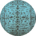 Round Oriental Light Blue Traditional Rug, urb813lblu