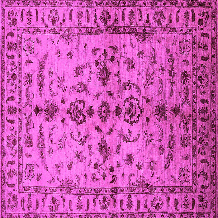 Square Machine Washable Oriental Pink Traditional Rug, wshurb813pnk