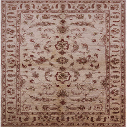 Square Mid-Century Modern Dark Salmon Pink Oriental Rug, urb813