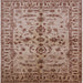 Square Mid-Century Modern Dark Salmon Pink Oriental Rug, urb813