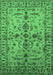 Machine Washable Oriental Emerald Green Traditional Area Rugs, wshurb813emgrn