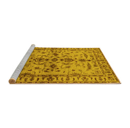 Sideview of Machine Washable Oriental Yellow Traditional Rug, wshurb813yw