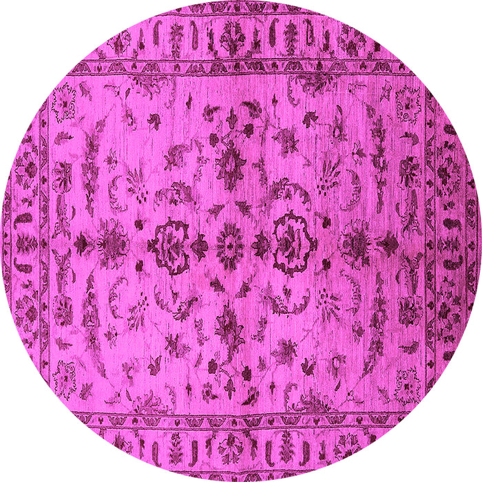 Round Machine Washable Oriental Pink Traditional Rug, wshurb813pnk
