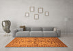 Machine Washable Oriental Orange Traditional Area Rugs in a Living Room, wshurb813org