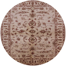 Round Mid-Century Modern Dark Salmon Pink Oriental Rug, urb813