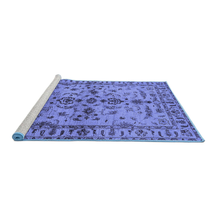 Sideview of Machine Washable Oriental Blue Traditional Rug, wshurb813blu