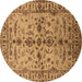 Round Oriental Brown Traditional Rug, urb813brn