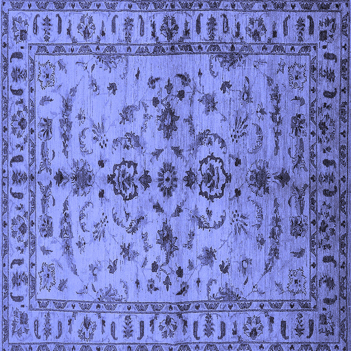 Square Machine Washable Oriental Blue Traditional Rug, wshurb813blu