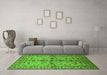 Machine Washable Oriental Green Traditional Area Rugs in a Living Room,, wshurb813grn