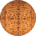 Round Machine Washable Oriental Orange Traditional Area Rugs, wshurb813org