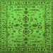 Square Machine Washable Oriental Green Traditional Area Rugs, wshurb813grn