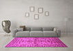 Machine Washable Oriental Pink Traditional Rug in a Living Room, wshurb813pnk