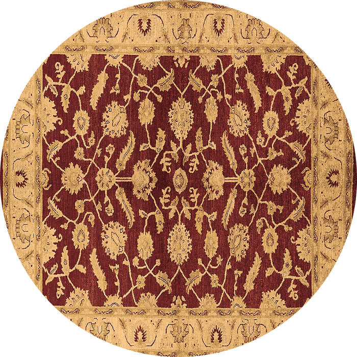 Round Oriental Brown Traditional Rug, urb814brn