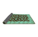Sideview of Oriental Turquoise Traditional Rug, urb814turq