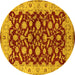 Round Oriental Yellow Traditional Rug, urb814yw