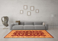 Machine Washable Oriental Orange Traditional Rug, wshurb814org