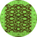 Round Oriental Green Traditional Rug, urb814grn