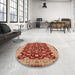 Round Mid-Century Modern Sandy Brown Oriental Rug in a Office, urb814