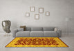 Machine Washable Oriental Yellow Traditional Rug in a Living Room, wshurb814yw