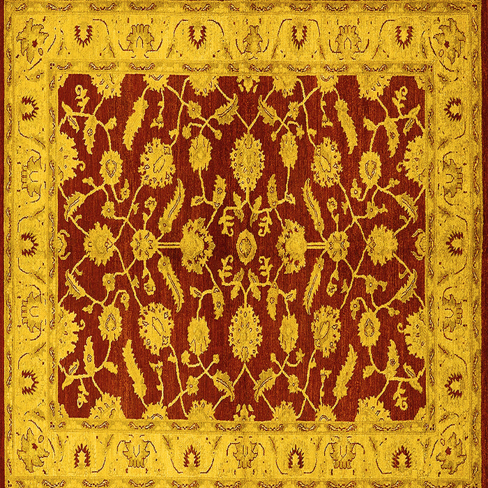 Square Machine Washable Oriental Yellow Traditional Rug, wshurb814yw
