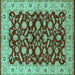 Square Oriental Turquoise Traditional Rug, urb814turq