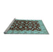 Sideview of Machine Washable Oriental Light Blue Traditional Rug, wshurb814lblu