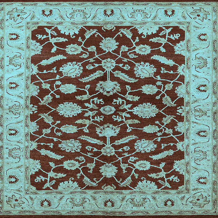 Square Machine Washable Oriental Light Blue Traditional Rug, wshurb814lblu