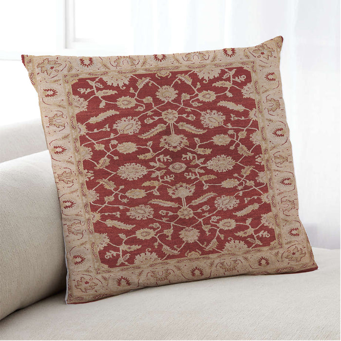 Lifestyle Image of Mid-Century Modern Urban Square Sandy Brown Throw Pillow, 18 inch by 18 inch, pwurb814