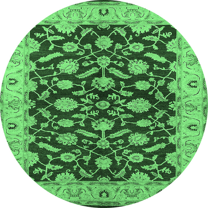 Round Oriental Emerald Green Traditional Rug, urb814emgrn
