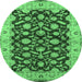 Round Oriental Emerald Green Traditional Rug, urb814emgrn