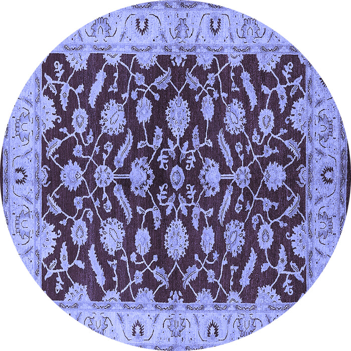 Round Oriental Blue Traditional Rug, urb814blu