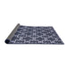 Sideview of Mid-Century Modern Dark Blue Grey Blue Oriental Rug, urb815